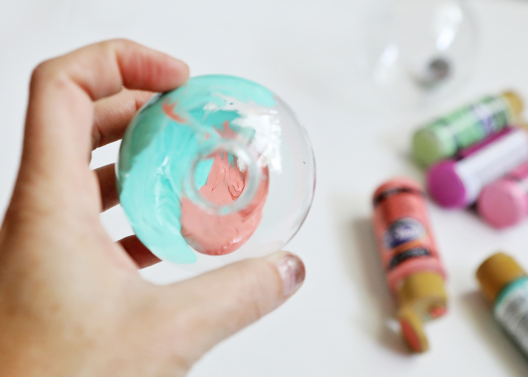 DIY Paint Filled Christmas Ornaments