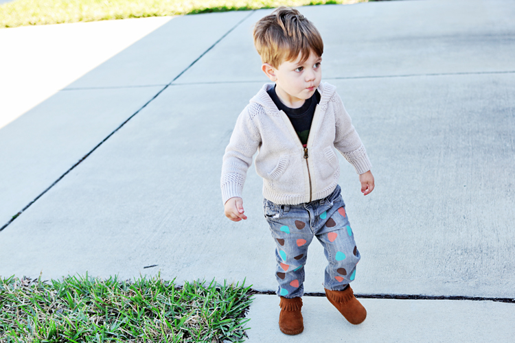 DIY Guitar Pick Stencil Jeans